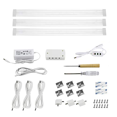 Preisvergleich Produktbild KARA-LUMEN LED Unterbauleuchte Küchenleuchte, 30cm 12V Lichtleiste, Dimmbare, Warmweiß 3000K, 3 pack Kit Weiß, Schrankleuchte Vitrinenbeleuchtung, Alle Zubehör inkl. [Energieklasse A+]