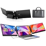 Cenerius 14.2" Laptop Screen Extender, FHD 1080P IPS Portable Monitor for Laptop, Triple Screen Monitor Extender Compatible with 13"-17" Laptops, HDMI/USB-A/C Plug-Play for Windows, Mac, Android