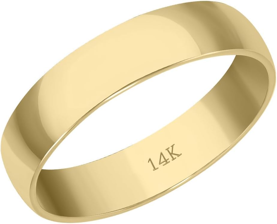 TimeLess Classics Solid 14K Yellow Gold Plain Wedding Band Available in 1MM-5MM Gold Jewelry For Men Women