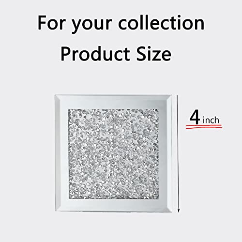 Toptotoo Mirrored Crystal Glass Coasters For Drink Crushed Diamond Decor Cup Coasters Set Of 4,Square Personalized Coasters With Holder For Wooden Coffee Table (4 X 4 Inch) #TOP4