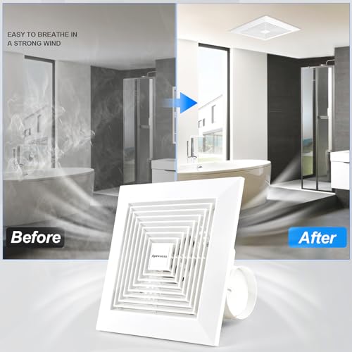 Ventilador de extracción para baño de techo, 10 pulgadas, corriente continua, 110 CFM, 1.0 sones, silencioso | Ajusta ducto de 4 pulgadas y panel de 12 pulgadas. Ventilador de alta eficiencia para hogar, cocina y oficina. miniatura 3
