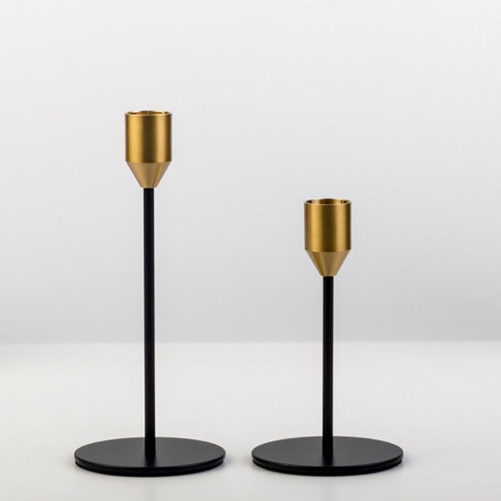 Kerzenständer 2er-Set, 3-teilig, galvanisiert, vergoldet, konischer Kerzenständer, Kerzenständer für Tischdekoration, Kerzenständer (E*3) ()