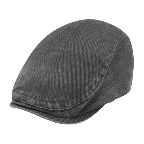 Image of ZLYC Men Cotton Flat Cap Summer Scally Ivy Gatsby Newsboy Beret Driver Cabbie Hunting Hat