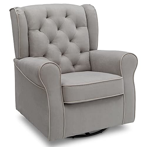 Delta Children Emerson Upholstered Glider Swivel Rocker Chair, Dove Grey with Soft Grey Welt by Delta Children - Used condition - US$241.10