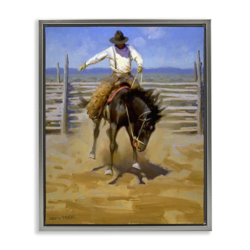 Southwestern Rodeo Horse Jockey, 17 x 21 Inch Canvas in Floater Frame