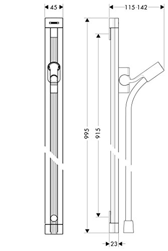 hansgrohe Raindance Unica Duschstange 0,90m, mit Duschschlauch 1,60m, Chrom