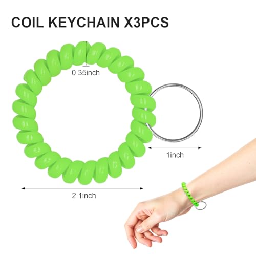 Image of Spiral Coil Keychain, Anti-lost Key Chain Holder Lanyard Cord for Sauna Outdoor Sports and Gym Pool