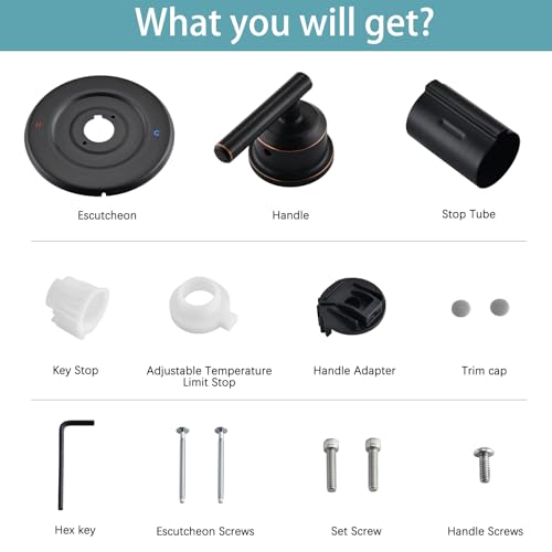 Replacement for MoenPosi-Temp Valve Only Shower Faucet Trim Kit (Valve& Catridge Not Inclued), Volume and Temperature Control Level Handle, Oil Rubbed Bronze - Thumbnail 7