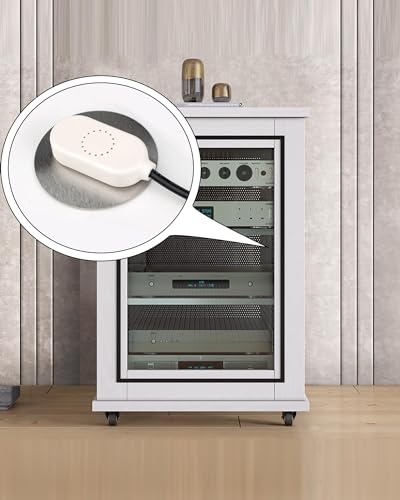 euroharry 80mm Digitalanzeige temperaturgesteuertes leises Lüftersystem, 5V-Lüfter mit modernem gebürstetem schwarzem Aluminiumrahmen für Heimkino-AV-Schränke (2)