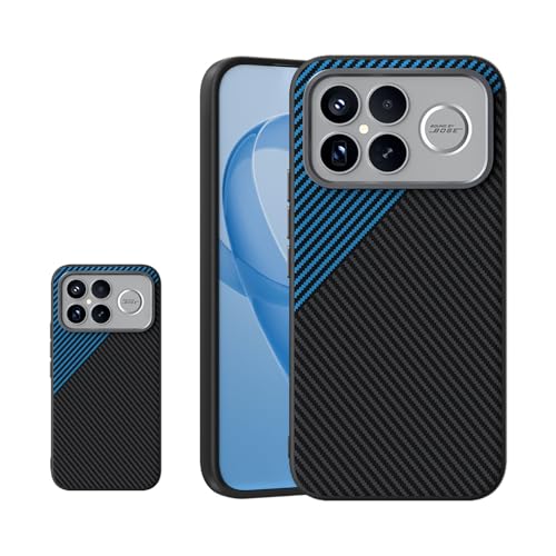 Coque Xiaomi Redmi K90 Pro Max effet fibre de carbone bleu étui élégant antiprofessionnel