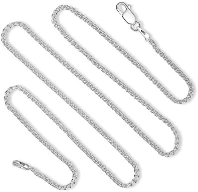 925 Sterling Silver Wheat Chain 1.5mm - Italian Spiga Sterling Silver Necklace Chain with Lobster Claw Clasp, Nickel Free 925 Silver Chain Necklace in lengths from 16-30 Inches