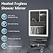 Heated Shower Mirror Fogless for Shaving, 3 Colors Stepless Dimmable Lights Fogless Mirror for Shower, Rechargeable Anti Fog Shaving Mirror for Shower with Razor Holder for Men, Light Memory Function