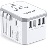 EPICKA 海外 変換プラグ 全世界対応 C/BF/O/Aタイプ マルチ変換プラグ 1つUSB-Cと4つUSB-Aポート付き ヨーロッパ/韓国/オーストラリア/イギリス/アメリカ/中国などの国に対応海外旅行用コンセント(ホワイト)