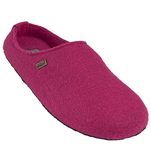 Biosoft Filz Hausschuhe Damen geschlossen Größe 39 Lady Cosy pink | Hausschuhe mit Fussbett geschlossen mit Gummisohle rutschfest | Pantoffeln für Damen und Senioren | Hausschlappen leicht