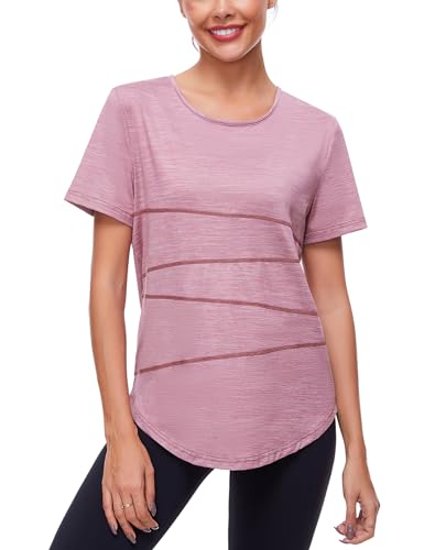 Terecey Sport T-Shirt Damen Fitness Yoga Shirt Damen Sport Shirt Rundhalsausschnitt Funktionsshirt â€¦ – Miniatur
