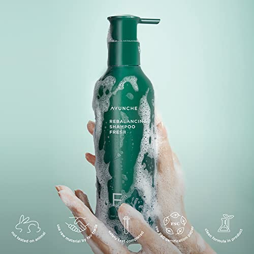 Ayunche Rebalancing Shampoo Fresh 11.8Oz [For Oily Scalp] | Cleanse Excess Sebum & Oiliness | Strengthen And Protect Hair Roots | Anti-Hair Loss And Anti-Thinning Shampoo | Korean Salon Brand #TOP5
