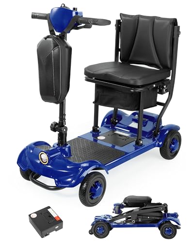 Image of 41LB Lightweight Mobility Scooters for Seniors - 4 Wheel Powered Mobility Scooter, 18.64 Mile Portable Folding Electric Scooter for Adults, Suit Camping Traveling, Airline Approved (1 Battery, Blue)