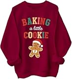 Weihnachtssweatshirt für Schwangerschaftsankündigung Baking A Little Cookie Design für Festtage Merry Christmas Pullover mit Süßem Motiv (03, 3XL)
