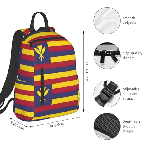 Flag Of The Kingdom Of Hawaii Print Lightweight Backpack,Day Packfor Men Women, Hiking Back Pack For Travel Camping Outdoor4