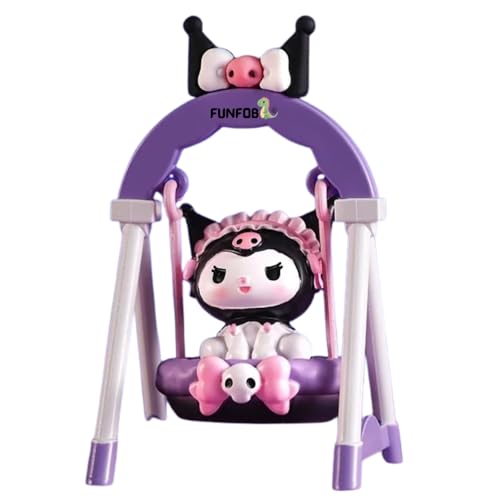 Image of FUNFOB Kuromi Action Figure Height -10cm Collectible for Anime Fans PVC Multicolour | Kuro Swing - Sitting