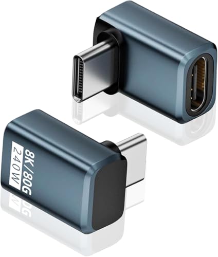 Image of Tobo USB C 90 Degree Adapter [80Gbps /240W PD /8K@60Hz] Up & Down Angled 90 Degree USB C Adapter Type C Extender Support Thunderbolt 5 /4 for Steam Deck, Switch TD-1602CC