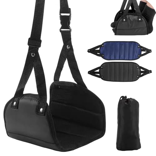 Lot de 2 repose-pieds pour avion, bleu, noir – Vignette
