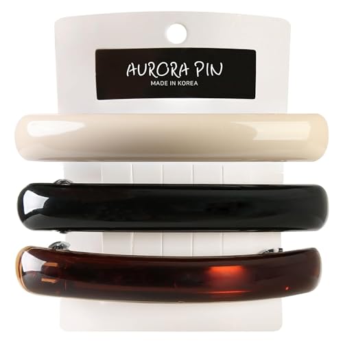 Hair Barrettes for Women, 3 Pack Tortoise Shell Hair Clips for Thick Hair