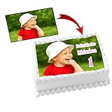 ¡NOVEDAD! OBLEA o Papel de AZÚCAR con foto, personalizada Nombre y Edad para pastel o Tartas, Cumpleaños, Foto Comestibles para Ocasiones Especiales, Varios Tamaños, RECTANGULAR