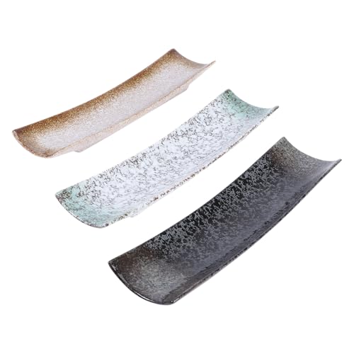 SHINEOFI Platos de Cerámica para Sushi 3 Piezas Estilo Japonés Rectangular Bandeja para Aperitivos Vajilla para Restaurante Hogar Uso Práctico