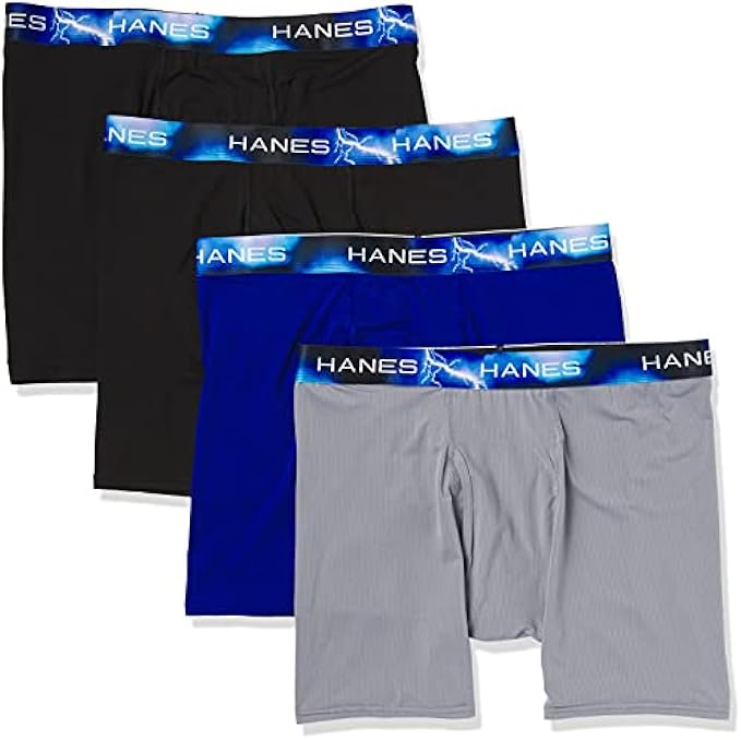 Hanes Men's Sport X-Temp Ultra Lightweight Long Leg Boxer Brief 4-Pack