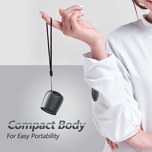 Image of INSMY Small Bluetooth Speaker, Waterproof Mini Portable Wireless Speaker, Punchy Bass Rich Audio Stereo Pairing, Handheld Pocket Size Built in Mic for Hiking Biking Gift Laptop Tablet (Gray)