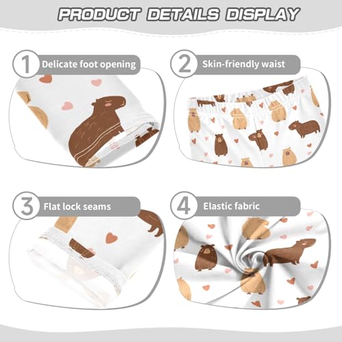 Cute Capybara Drawing Girls Leggings Soft Comfortable Athletic Leggings Dancing Pants for 4-10 Years3
