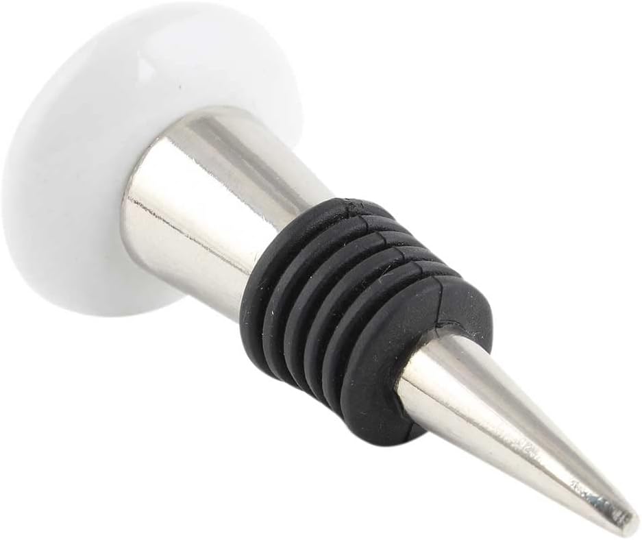 Indian Shelf Wine Stopper | Aries Flat Wine Corks | Rubber Ceramic Corks [Black White, 1 Pack]