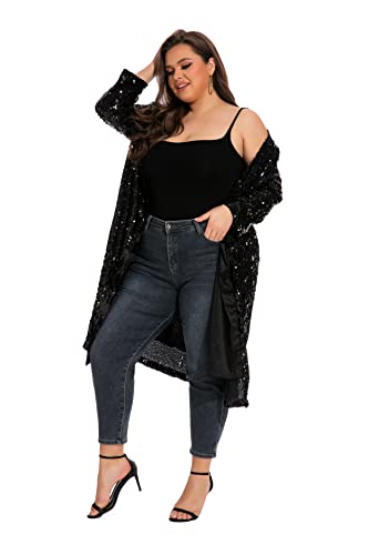 - 610 - Long Sleeves Full Sequins Open Front Duster Cardigan Cover-up Jacket Coat4