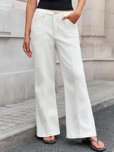 Womens High Waisted Wide Leg Jeans Trendy Baggy Stretchy Loose Straight Leg High-Rise Denim Pants 20252