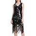 Produktbild Lachi Damen Kleid Retro 1920er Stil Flapper Kleider mit Zwei Schichten Troddel V Ausschnitt Great Gatsby Motto Party Kleider Damen Kostüm Kleid