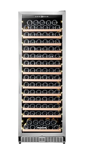 Honeywell 165 Bottle Compressor Wine Cooler Refrigerator, Large Freestanding Wine Cellar For Red, White, Champagne or Sparkling Wine, Digital Temperature Control, Stainless Steel on Fridge.com