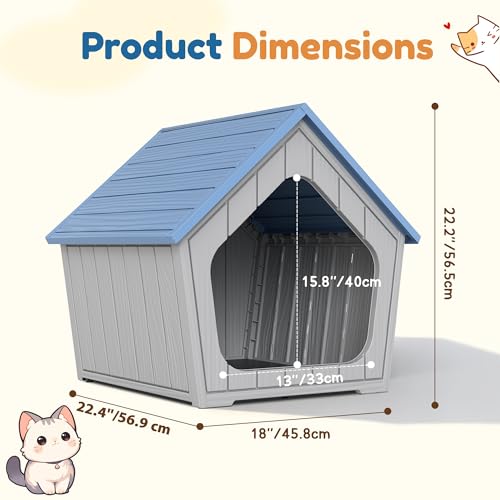 Image of Cat Litter Box Enclosure, Resin Outdoor Litter Box with Air Holes, Cat Houses for Outdoor Cats, Wide Opening Design for Easy Cleaning, Blue