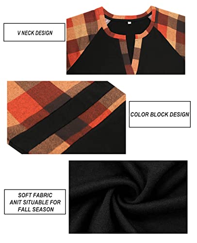 CARCOS Plus Size Tops for Women Long Sleeve Fall Tunic Color Block Camo/Plaid/Leopard/Fall Blouse Crewneck Tshirt XL-5XL2