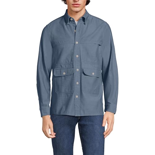 Lands' End Men's Long Sleeve Textured Twill Utility Shirt