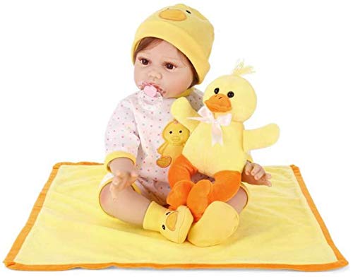 Preisvergleich Produktbild NMQQ Lebensechte Reborn Babypuppen 55Cm Kleine Gelbe Ente Weiche Silikon Vinyl Kind Playmate Neugeborenes Baby Real Life Toy