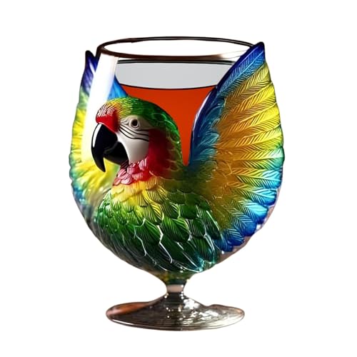 Genérico Copa De Vino Grabada De Color Pájaro Personalizado, De Pájaros De Cócteles, De Animales Sin Tallo Tridimensional Para Fiesta, Cumpleaños, Boda