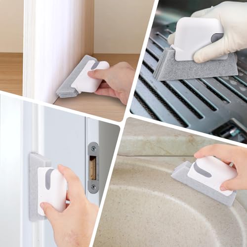 Image of Track Cleaner with 4 Replacement PP Nylon Window Crevice Groove Cleaning Brush Multifunctional Window Sill Track Cleaning Brush for Window Door Sliding Track Sink Gap