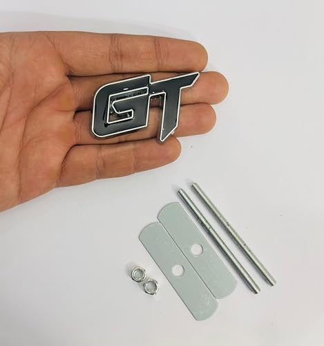Image of Emblems for Car & Bike Metal Lo.go and Grill Me.tal Lo.go, Auto Accessories for Car Emblem 3D Badge Auto Racing Sport Sticker Grand Tourer Decal. (GT Chrome Black Grill Logo)