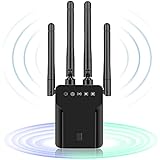 CINEMON WLAN Verstärker 1200Mbit/s WLAN Repeater, 2.4G/5G Dualband WiFi Repeater mit LAN Anschluss, Abdeckung bis zu 200 m², Einfache Einrichtung, Funktioniert mit Allen WLAN-Routern (Schwarz)