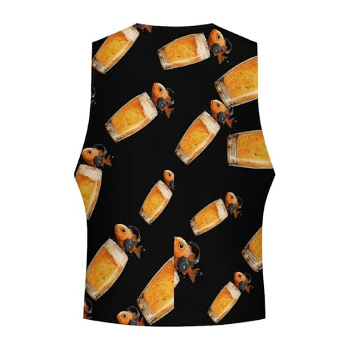 Sing Sip Fish Men's Suit Vest Slim Fit Business Dress Party Pattern Waistcoat Vest Top4