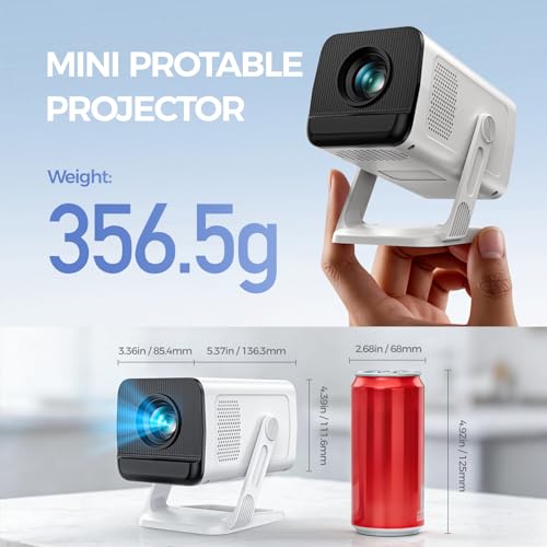 Image of [Built-in Apps & 2026 Upgraded] Mini Projector with WiFi and Bluetooth,Native 1080P Smart Projector 4K Supported,Auto Vertical Keystone,210 Rotatable,Compatible with TV Stick,Smartphone(Medium)