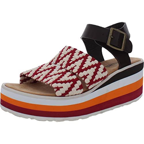 Muk Luks Women's Groove Music Platform Sandal, Red/White, 7 #TOP22