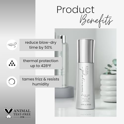 Kenra Platinum Blow-Dry Spray | Time-Saving Heat Protectant | Detangles, Smooths, and Softens | Eliminates Frizz & Resists Humidity | Medium To Coarse Hair - Image 3