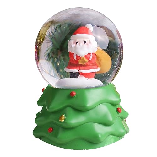 Reuvv Adorno de globo de nieve de Navidad con adornos de música, bola de cristal de nieve para vacaciones, hogar, fiesta, noche